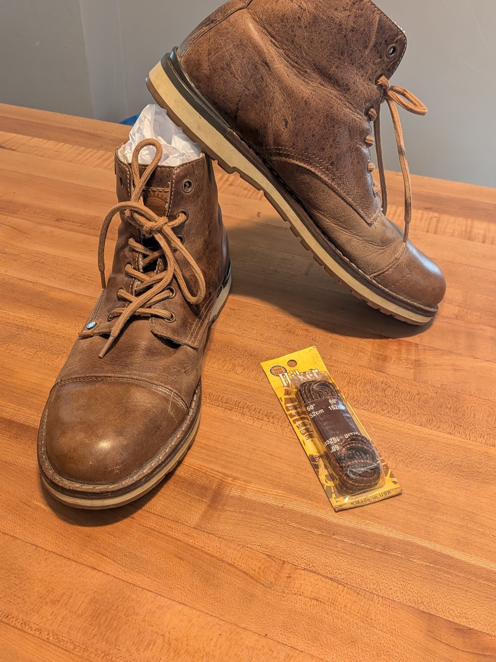 Bullboxer Mens Brown Leather Cap Toe Combat Boots Size US 10 / EUR 43 Casual